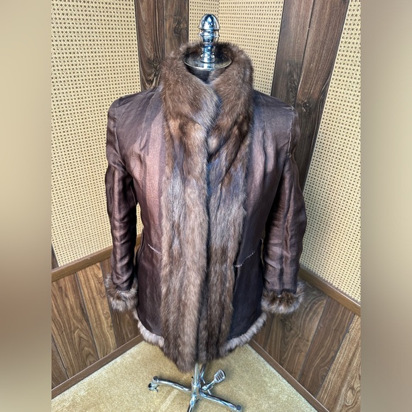 AMAZING DENNIS BASSO DESIGNER SILVERY BROWN RUSSIAN SABLE FUR COAT JACKET SMALL - Picture 7 of 11